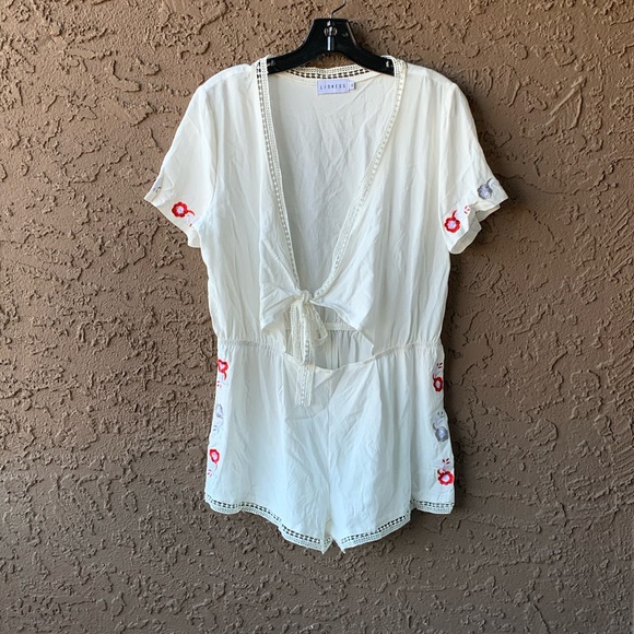 Lioness Pants - Lioness Revolve Deep V Romper Cut Out Embroidered